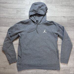 Nike Air Jordan Pullover Hoodie Gray Mens Large Fleece Logo Jumpman Sweatshirt